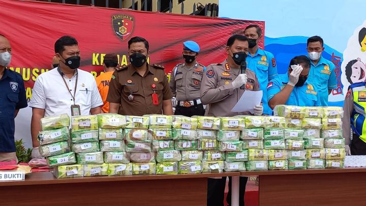 NARKOTIKA: Puluhan Kilogram Narkotika Senilai 147 milyar Dimusnahkan Polda Lampung